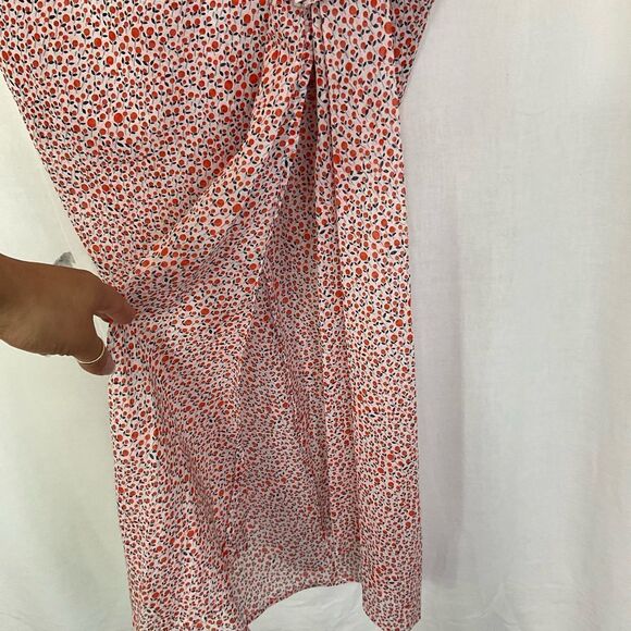 New Katharine Kidd Lilya White Orange Tulip Print Ruffle Front Slit Midi Skirt 4 - Picture 8 of 13